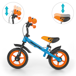 Milly Mally Dragon 10" balančný bicykel, modrá, oranžová